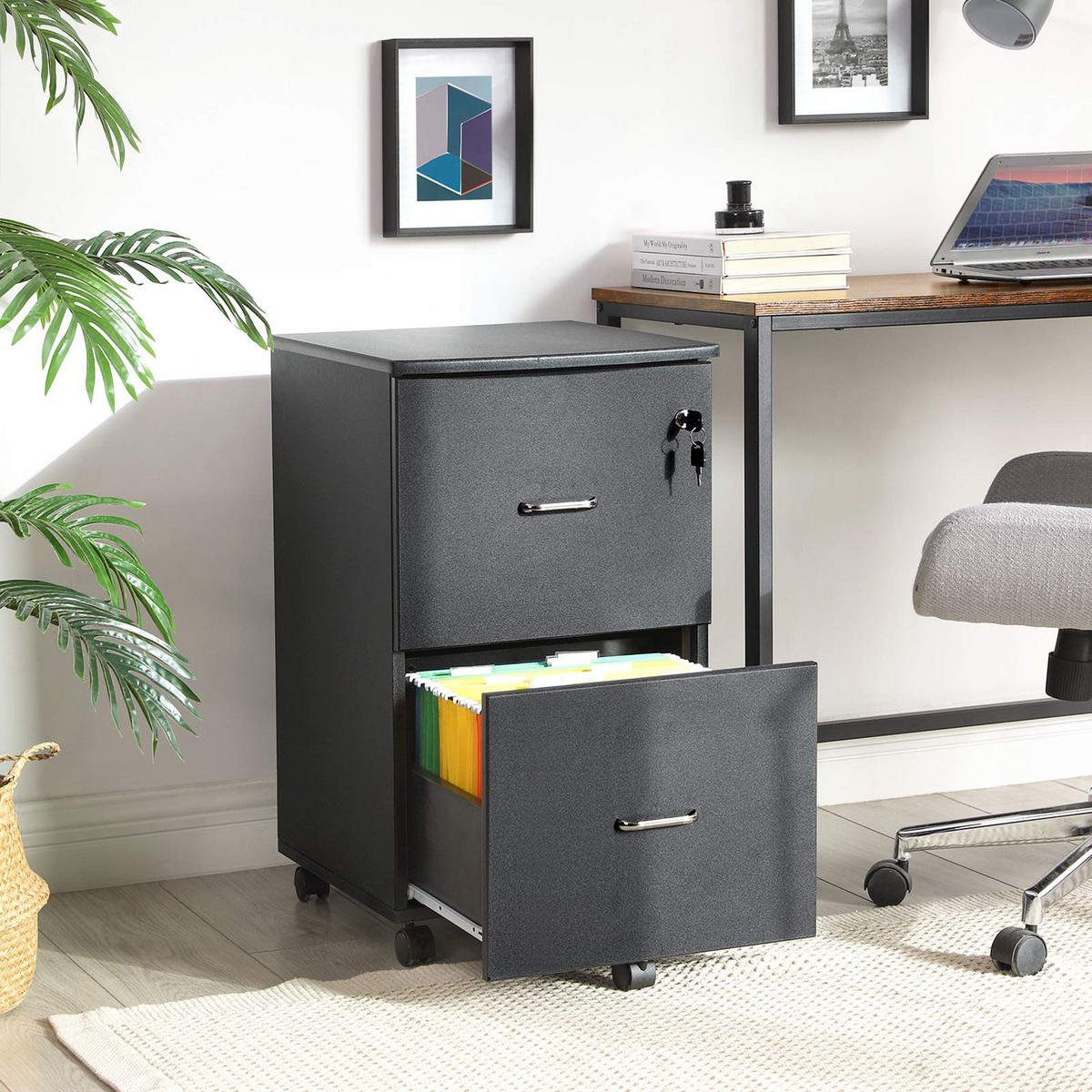 ROLLCONTAINER - Schwarz, Holzwerkstoff (45/72/43cm) - Hansiro