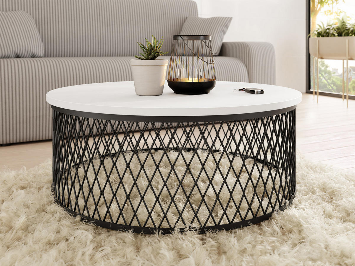 COUCHTISCH Meolte - Schwarz/Weiß, Holzwerkstoff/Metall (75/75/30cm) - MIRJAN24