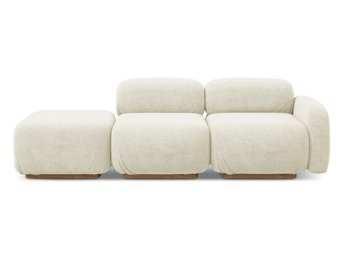 3-SITZER SOFA Links Bouclé Stoff Weiß - Weiß/Braun, Holz/Textil (258/73/258cm) - Makamii