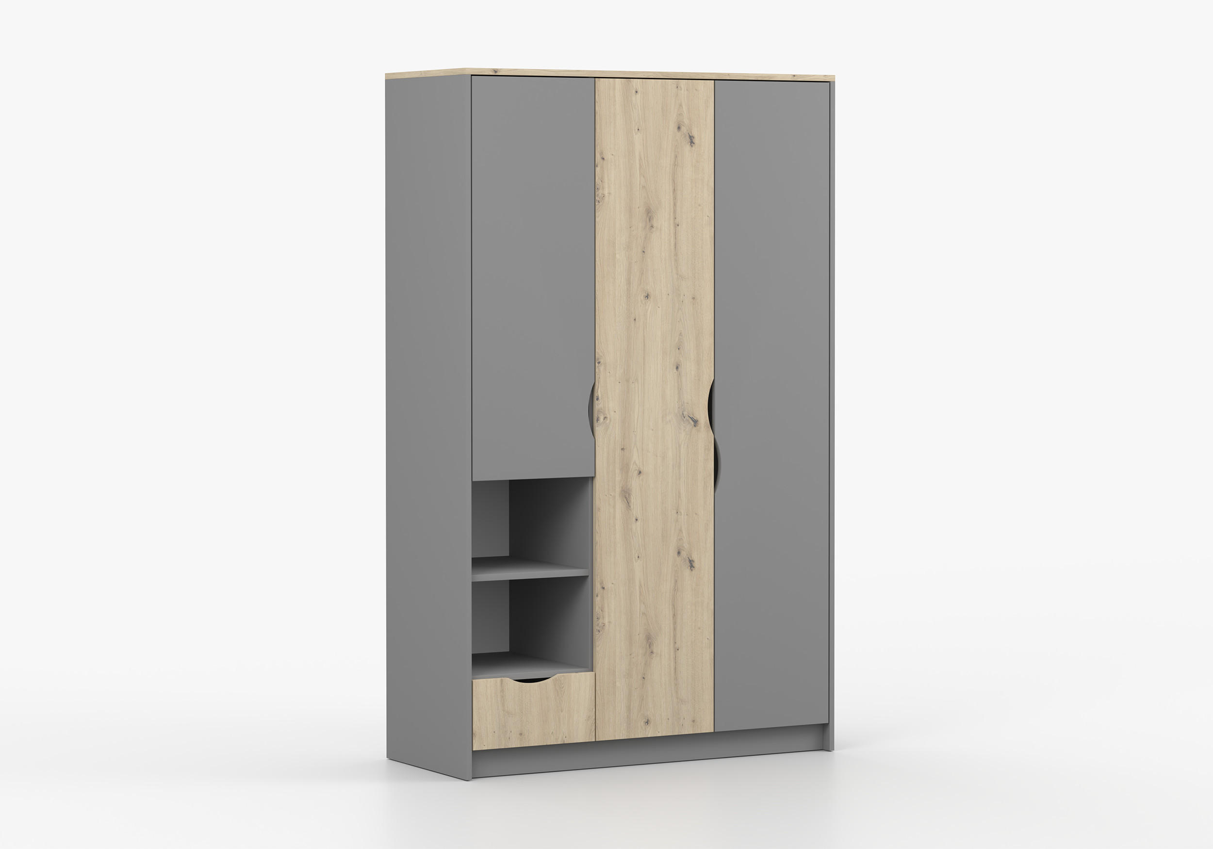 JUGENDZIMMER Zamiro in Grau mit Artisan Eiche 5 teilig - Kinderzimmer Komplettset - Grau, Holzwerkstoff (80/200/120cm)