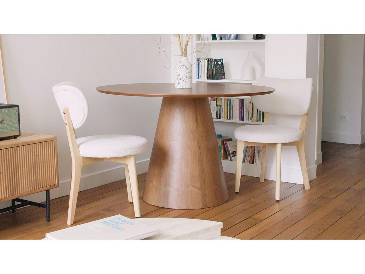 TISCH ohne Ausziehfunktion - 4 -Sitzer - MDF - naturfarben hell, weiß - ANTALIZA - Naturfarben, Keramik (120/120/75.5cm) - Vente-Unique