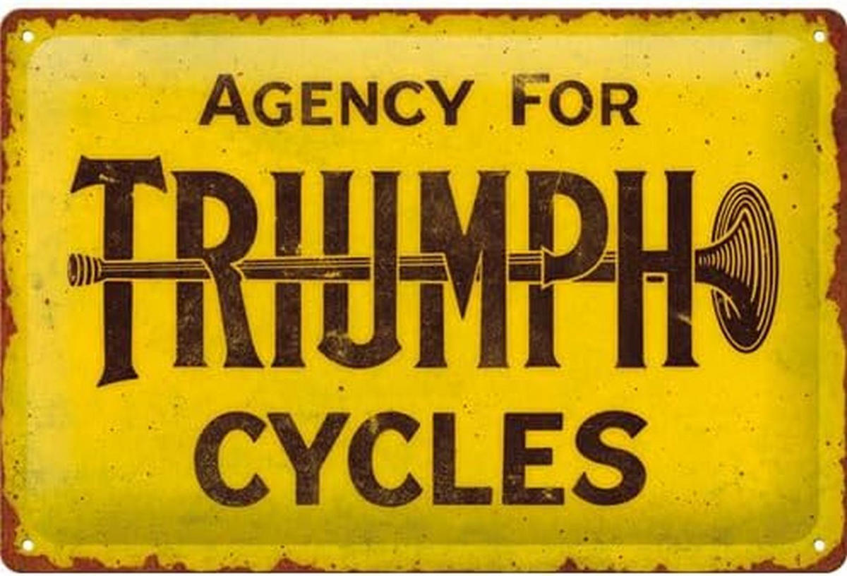 BLECHSCHILD 20/30 cm Triumph Agency for Cycles - Multicolor, Metall (30/20/0.2cm) - Nostalgic-Art