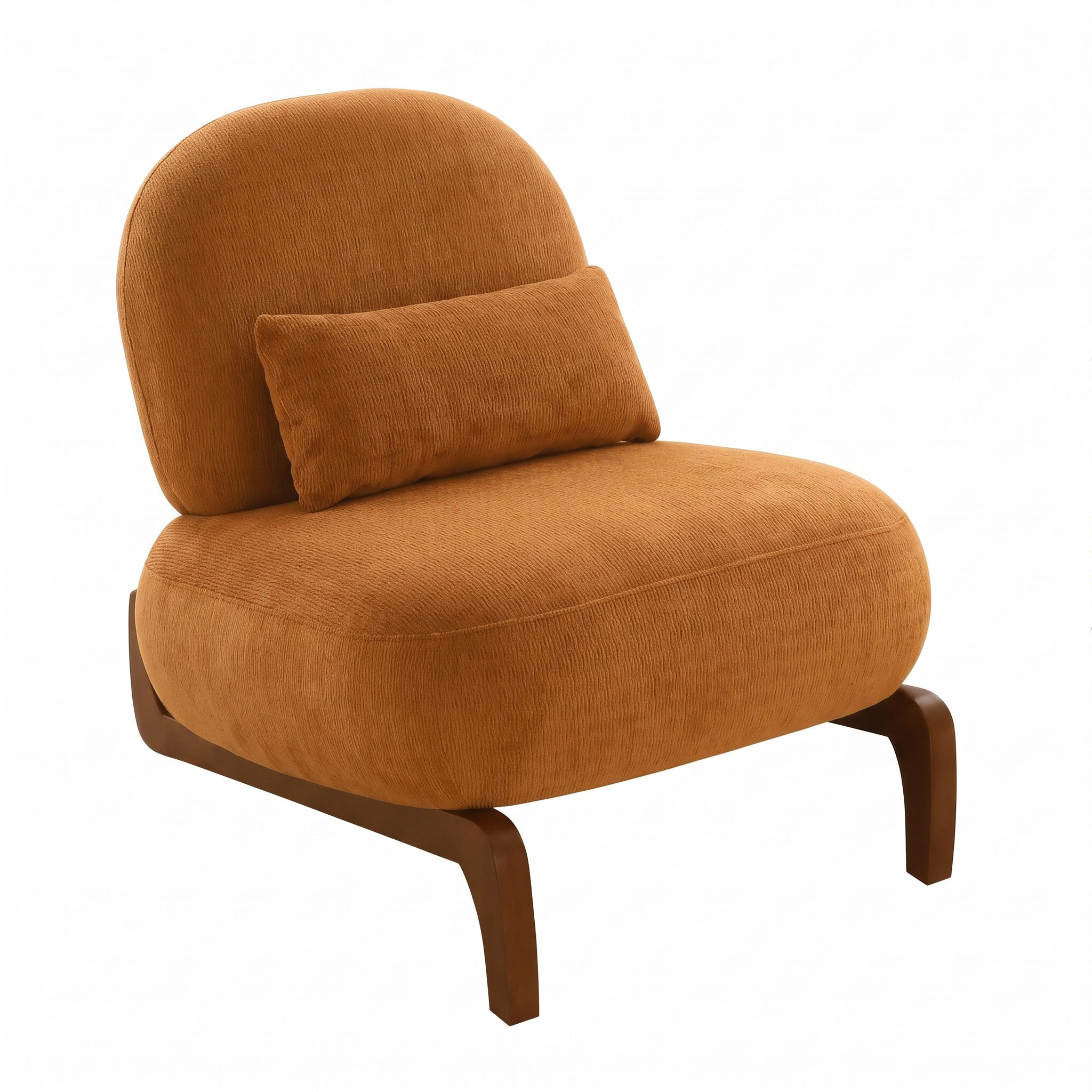 SESSEL Samt Karamell Ohne Armlehnen Massivholzbeine - Cognac, Textil (86.9/69.9/72.1cm) - Urban Meuble
