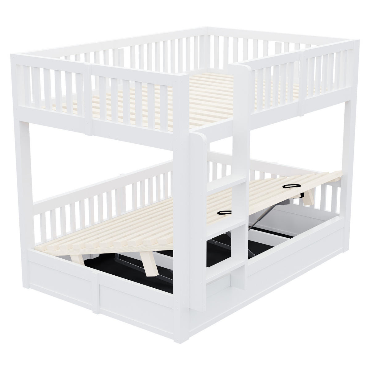 KINDER-ETAGENBETT 140*200 aus Massivholz mit Stauraum, Weiß - Weiß, Holz (140/200cm) - FLIEKS