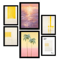 POSTER Set Mit 6 Sommerparadies In Vielseitiger Stil A3 & A4 Schwarzer Rahmen - Schwarz, Papier (29/3cm) - Nacnic