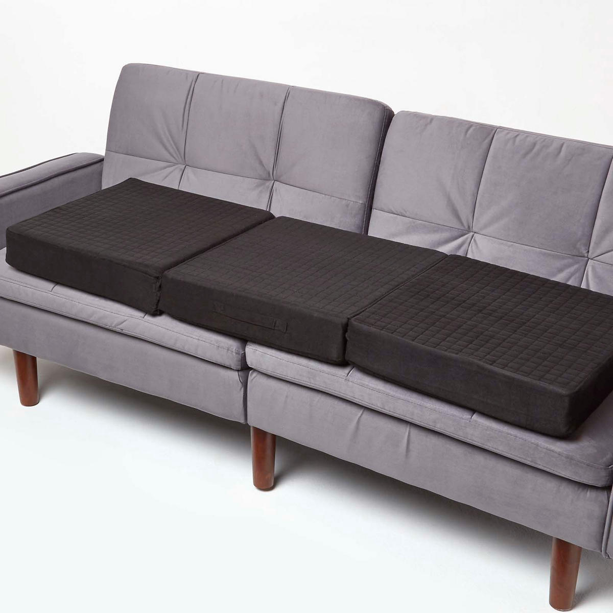 SITZKISSEN-BEZUG für Sofa-Auflage 150/50/10 cm, Velours - Schwarz, Textil (150/50/10cm) - Homescapes