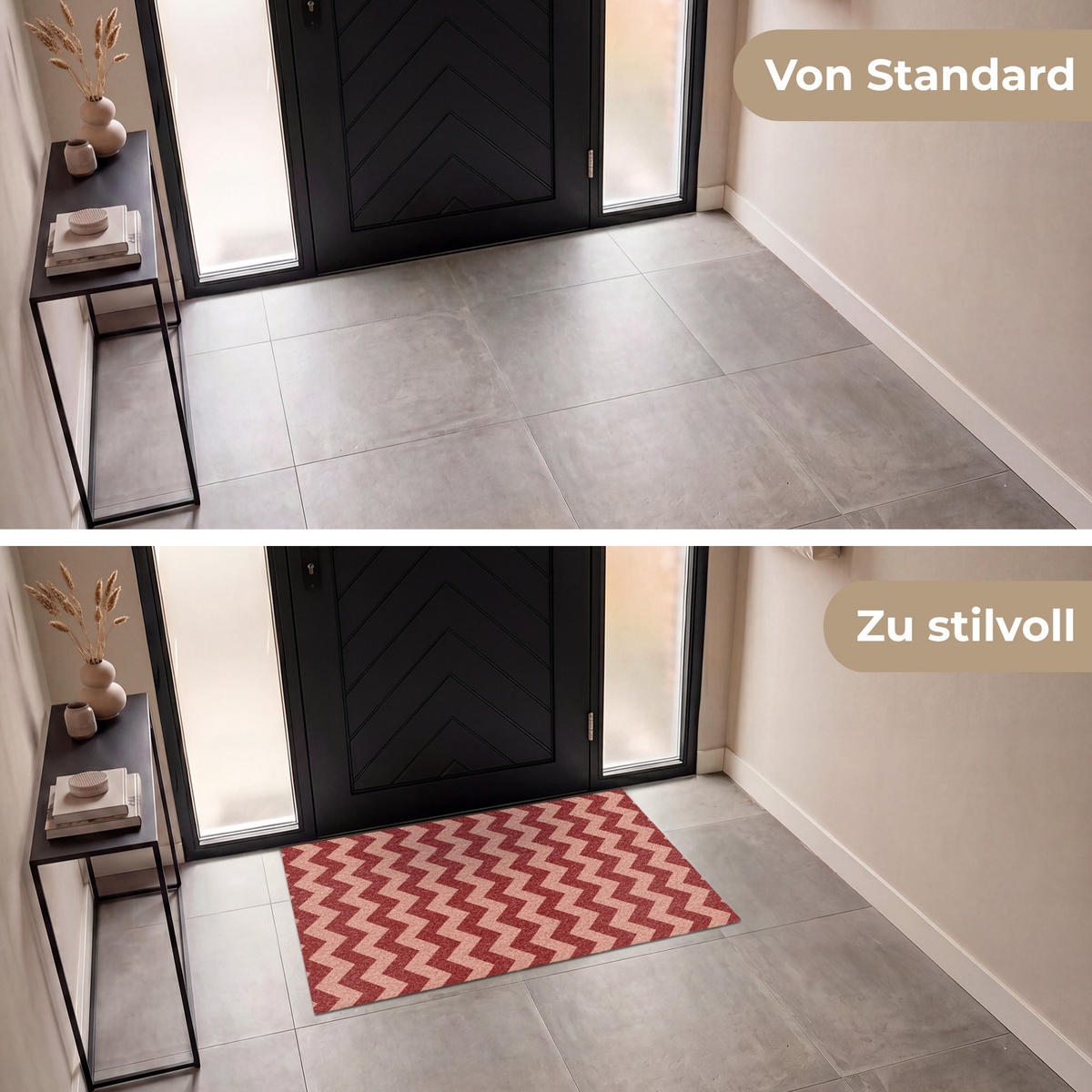ROHOŽKA Klikatá - Pruhy - Vzor - Červená 120x80 cm - bordeaux, textil/umělá hmota (120/0.4cm) - MuchoWow