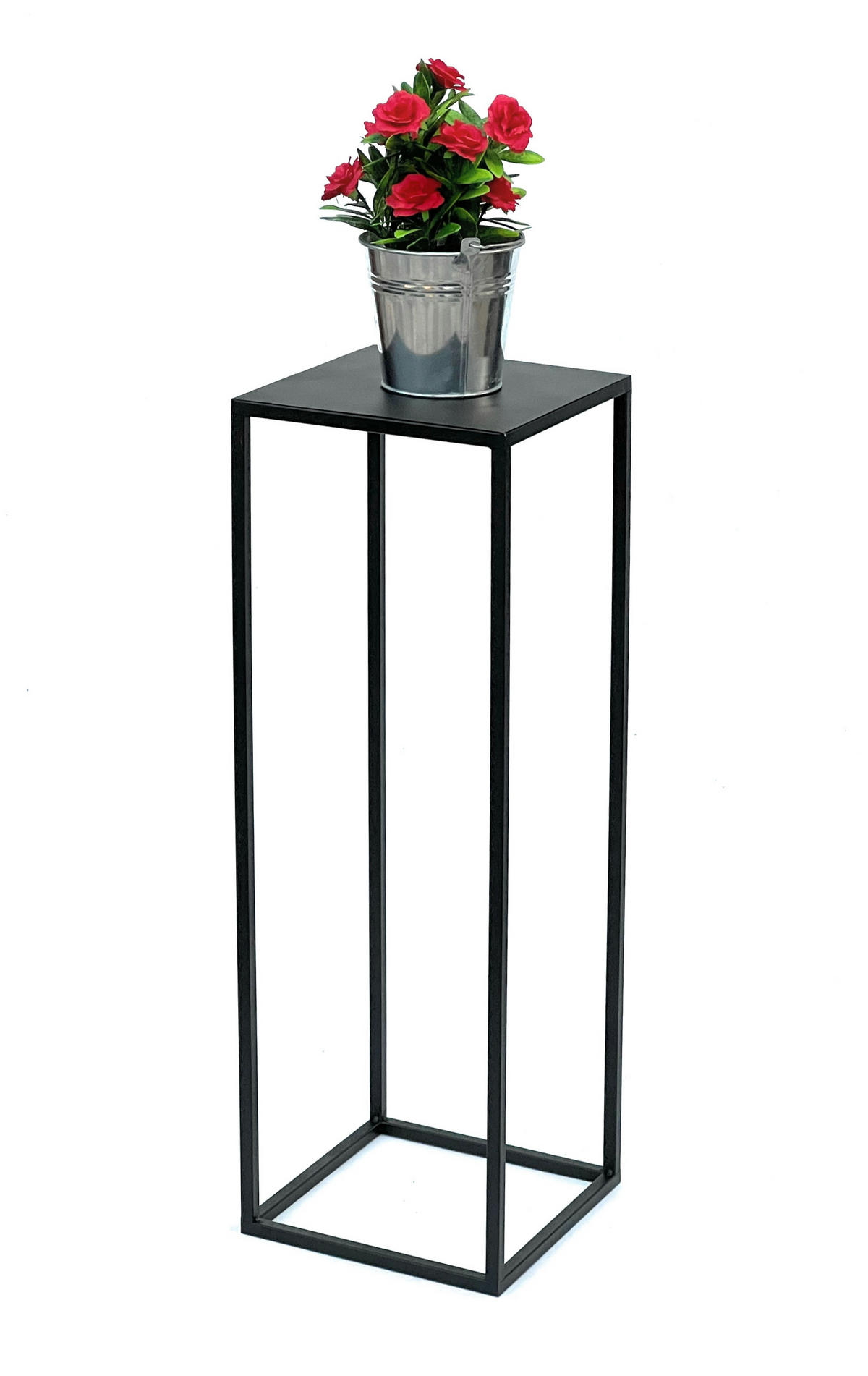 BLUMENHOCKER Metall Schwarz Eckig 70 cm 96350 - Schwarz, Metall (24/70/24cm) - DanDiBo