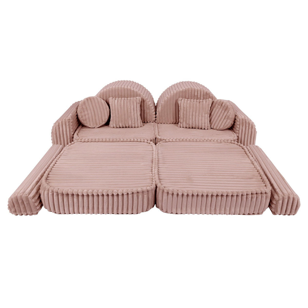 KINDERSOFA Pocket Max modular 12-tlg. aus Plüschcord in Schokorosa - Violett, Textil (120/25/60cm) - MeowBaby