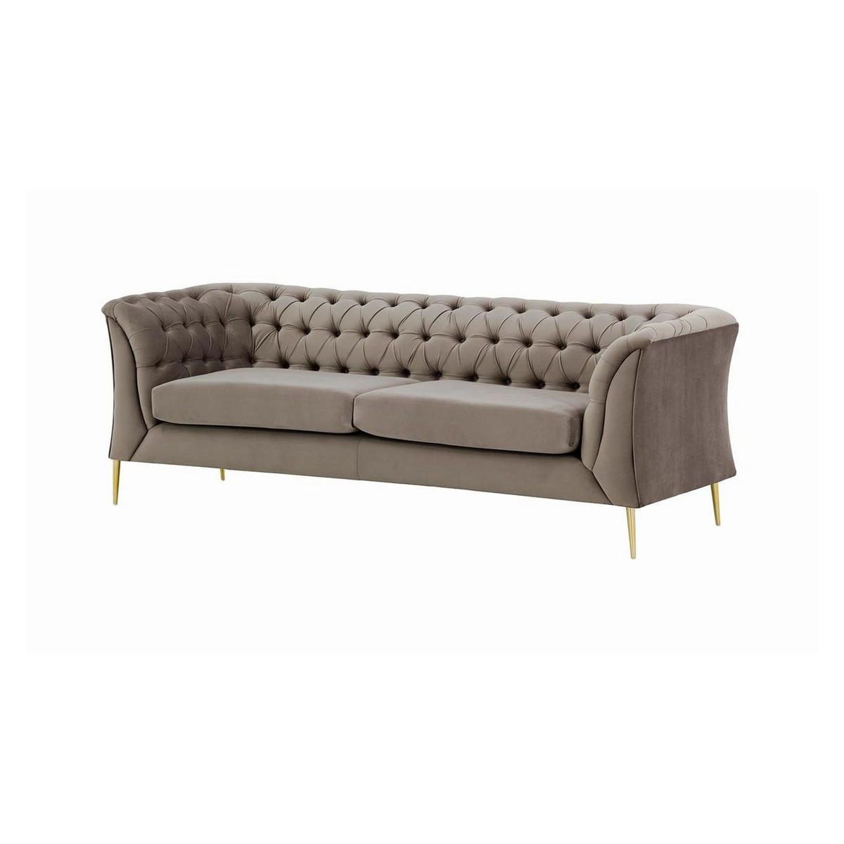 2,5-SITZER-SOFA Chesterfield Modern-Velluto 17 - Braun, Holz/Textil (209/74/80cm)