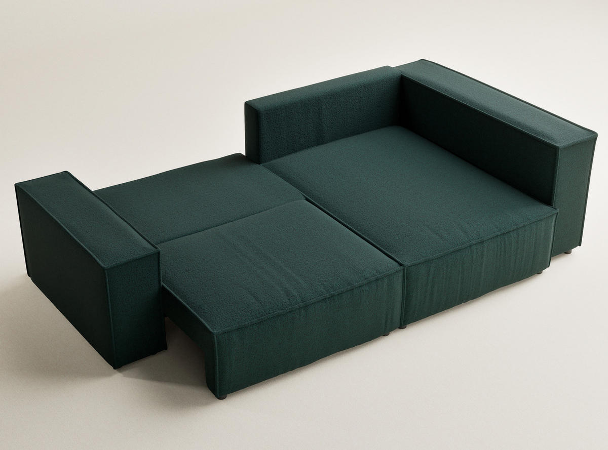 ECKSOFA MIT SCHLAFFUNKTION Tonga Grün Webstoff - Schwarz/Grün, Holz/Holzwerkstoff (255/105cm) - Maison de Reve