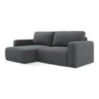 ECKSOFA mit Schlaffunktion links Strukturstoff Stoff Grau - Schwarz/Grau, Kunststoff/Textil (149/244cm) - Makamii