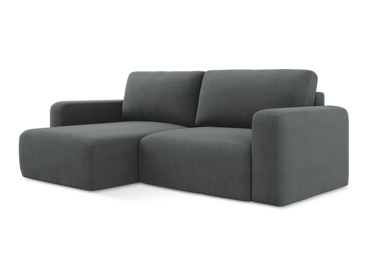 ECKSOFA mit Schlaffunktion links Strukturstoff Stoff Grau - Schwarz/Grau, Kunststoff/Textil (149/244cm) - Makamii