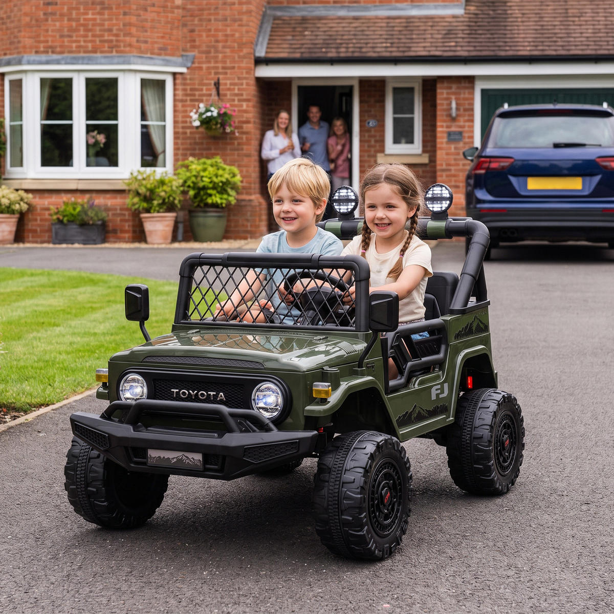 KINDER-ELEKTROAUTO Metall Kunststoff Dunkelgrün - Dunkelgrün, Metall (122/86/88cm) - AIYAPLAY
