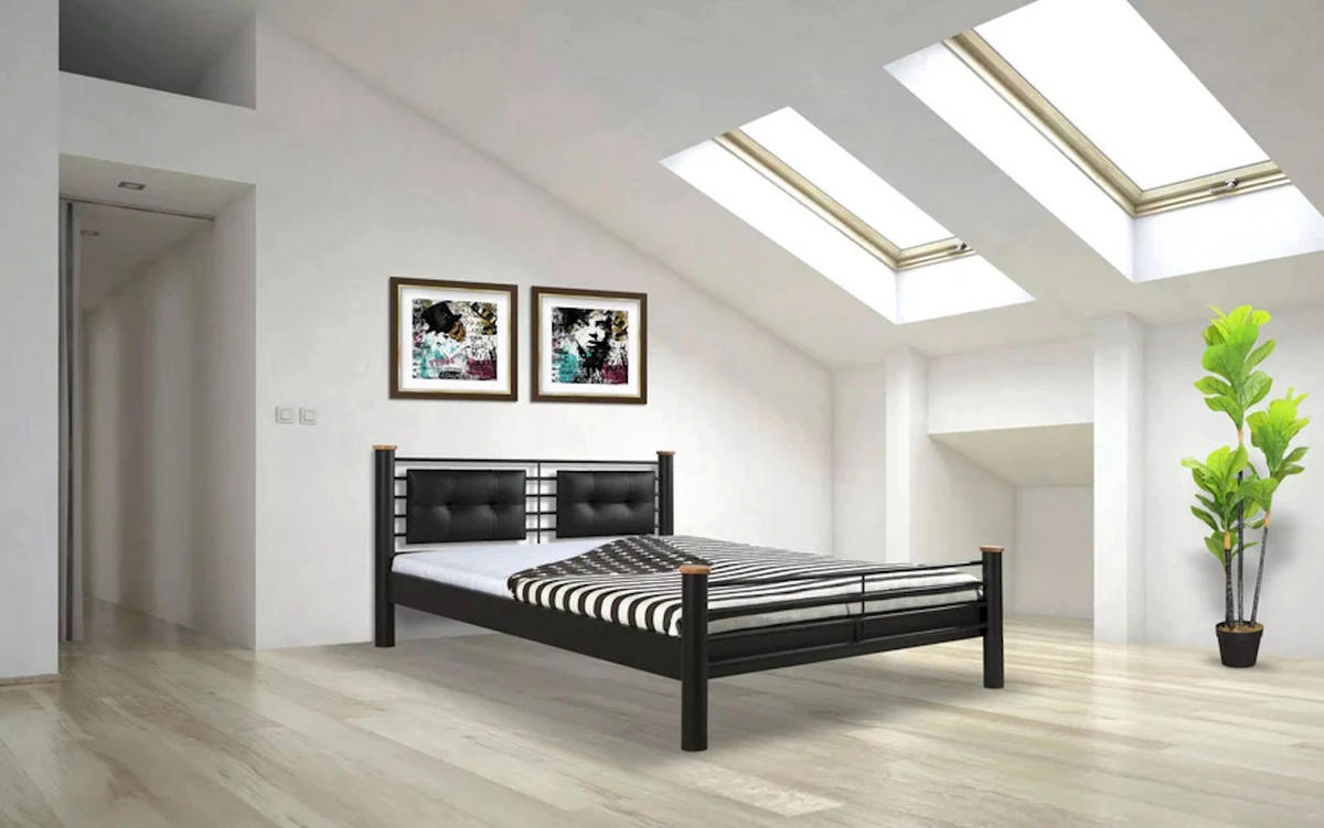 METALLBETT Luna / 140 x 200 cm / schwarz - Schwarz, Metall (140/200cm) - BED BOX