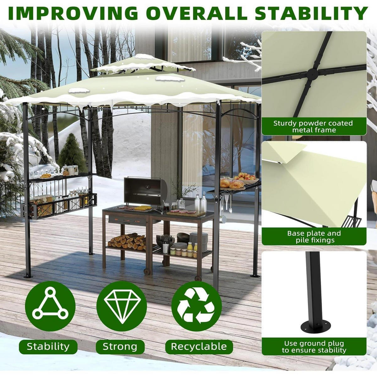 GARTENPAVILLON mit Doppeldach 245 x 153 x 250 cm Beige - Beige, Textil (153/250/245cm)