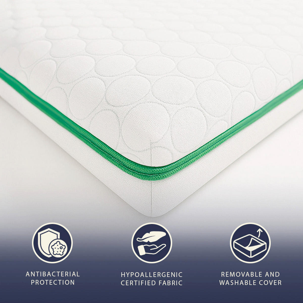 MATRATZENTOPPER 160x200 aus Memory Foam Breeze mit 9 Zonen | Höhe 5 cm | Polarstoff Hypoallergen und Kühlend - Weiß, Textil (160/200cm) - The White Stone