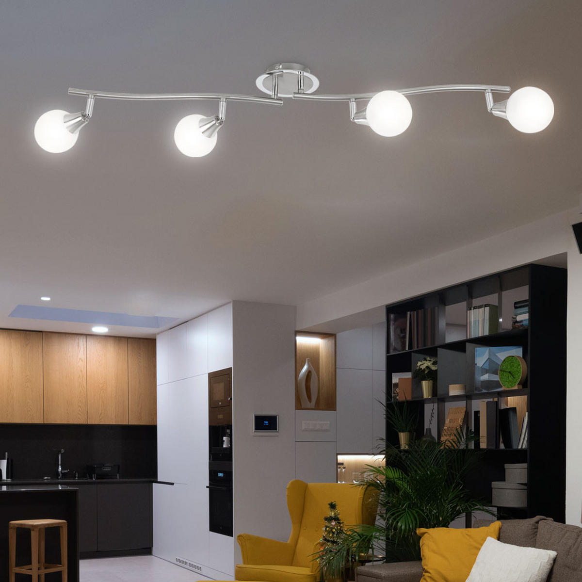 LED DECKENLEUCHTE Metall Silber - Silberfarben, Metall (90/19/19cm) - Globo Lighting