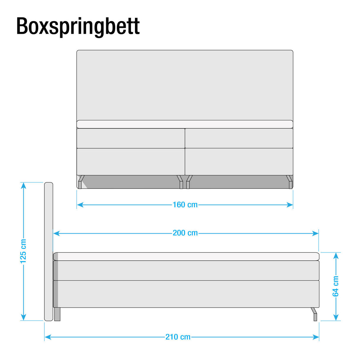 BOXSPRINGBETT - Velours - Beige, Textil (160/200cm) - home24
