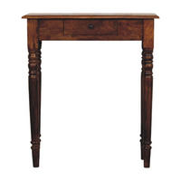 KONSOLENTISCH Massivholz Kastanienbraun Gedrechselte Beine, 1 Schublade - Dunkelbraun/Messingfarben, Mangoholz/Holz (70/80/25cm) - Artisan Furniture