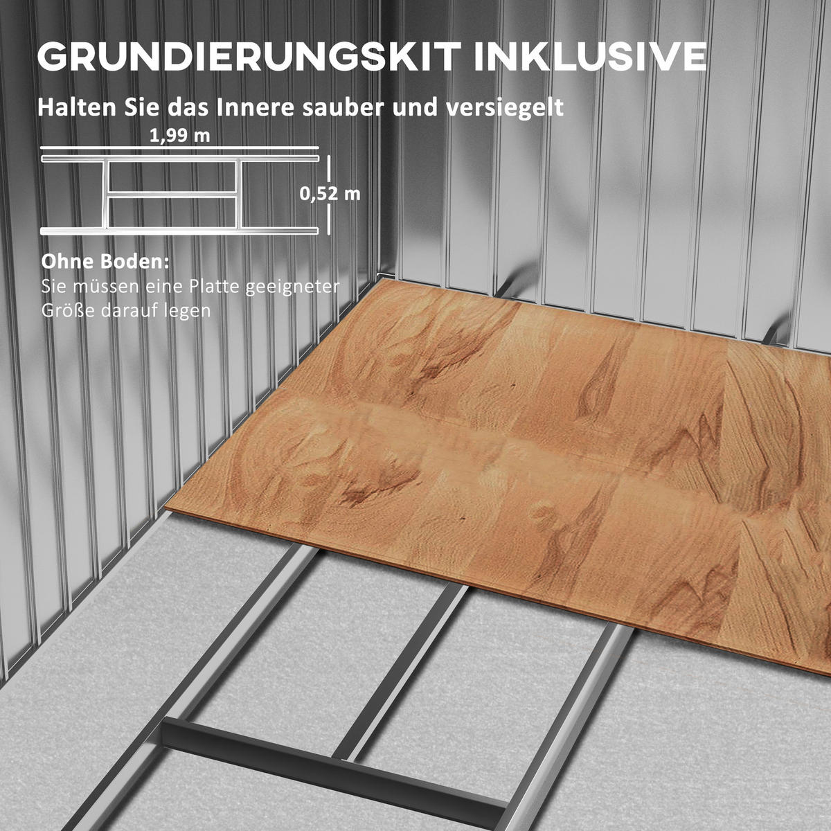 GERÄTEHAUS, Geräteschuppen, Garten Schuppen mit Bodenrahmen, Stahl, Kohlegrau - Grau, Metall (130/185/213cm) - Outsunny