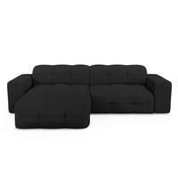 ECKSOFA LINKS Bouclé-Stoff Dunkles Anthrazit 230cm - Anthrazit, Textil (155/230cm) - Sia Home