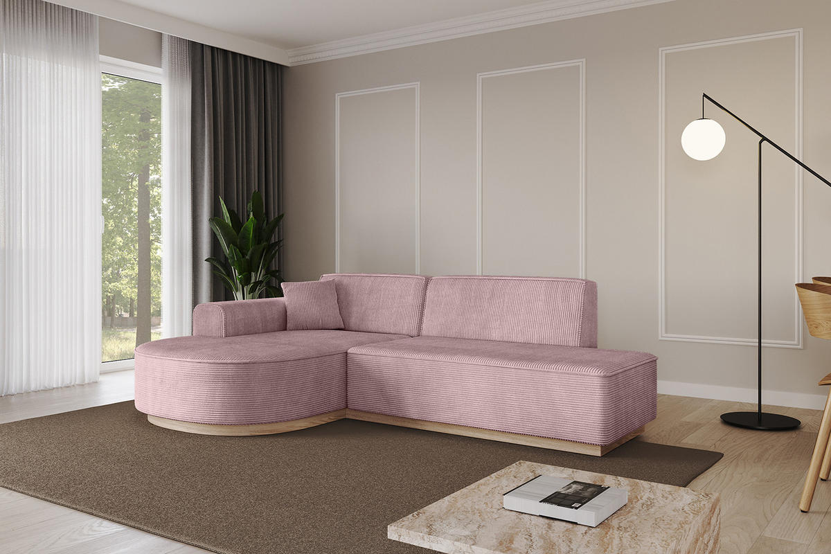 ECKSOFA Ottomane Links ARRIO-L1 - 243x171x83 cm Rosa - Rosa, Holzwerkstoff/Textil (243/171cm) - ALTDECOR