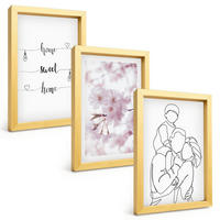 BILDER SET 3er Set - 20x30 cm Goldrahmen - Blumenfamilie minimalistisch - Goldfarben, Kunststoff (20/30cm) - TULUP