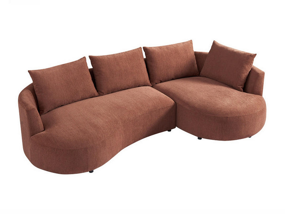 SOFA ohne Schlafmöglichkeit - 5 Personen - Samt - Terracotta - - Terracotta, Textil (285/87/158cm) - Vente-Unique