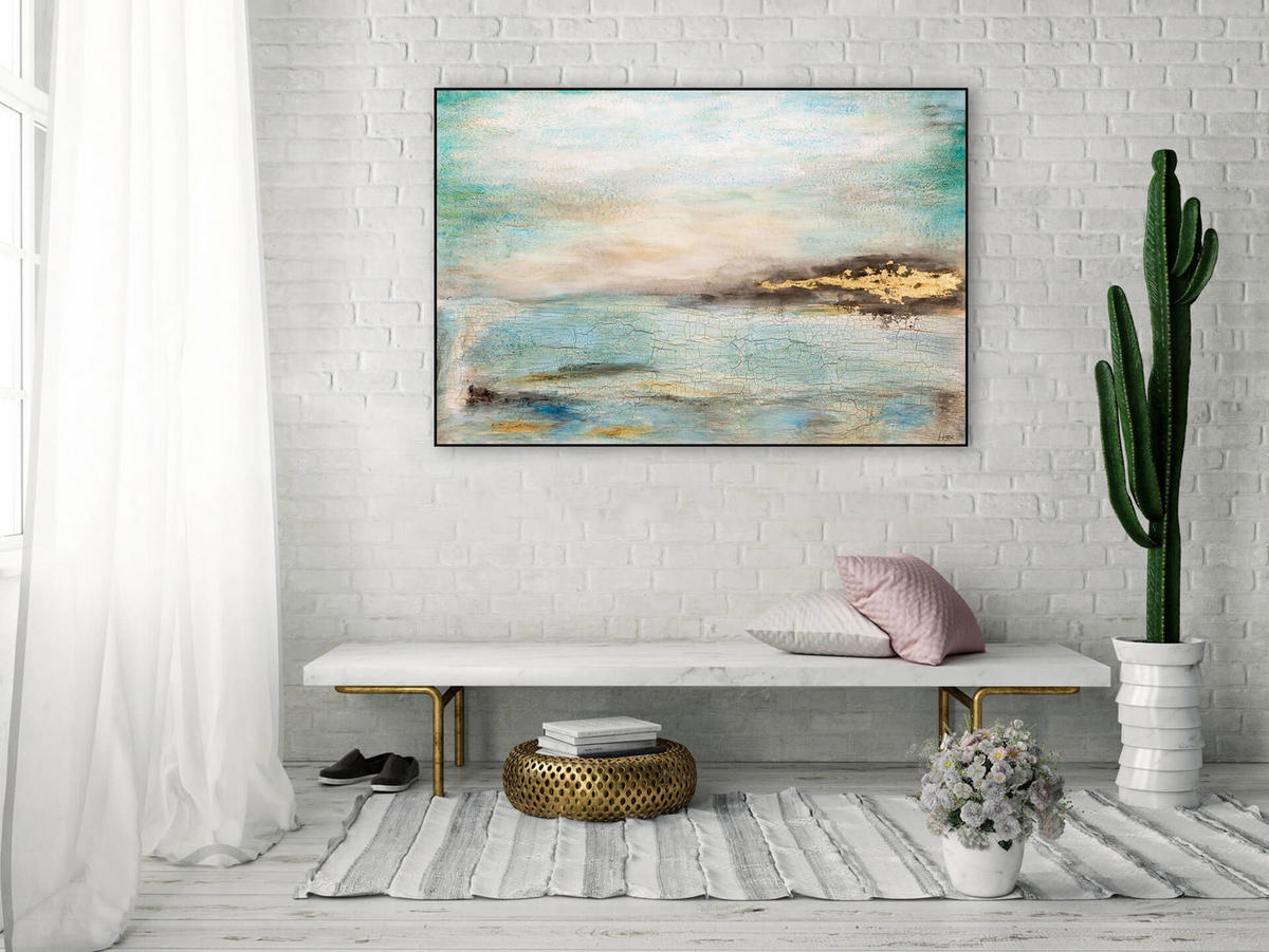 ÖLGEMÄLDE 120/80 cm - Blau, Holz/Textil (2.2/80cm) - KUNSTLOFT