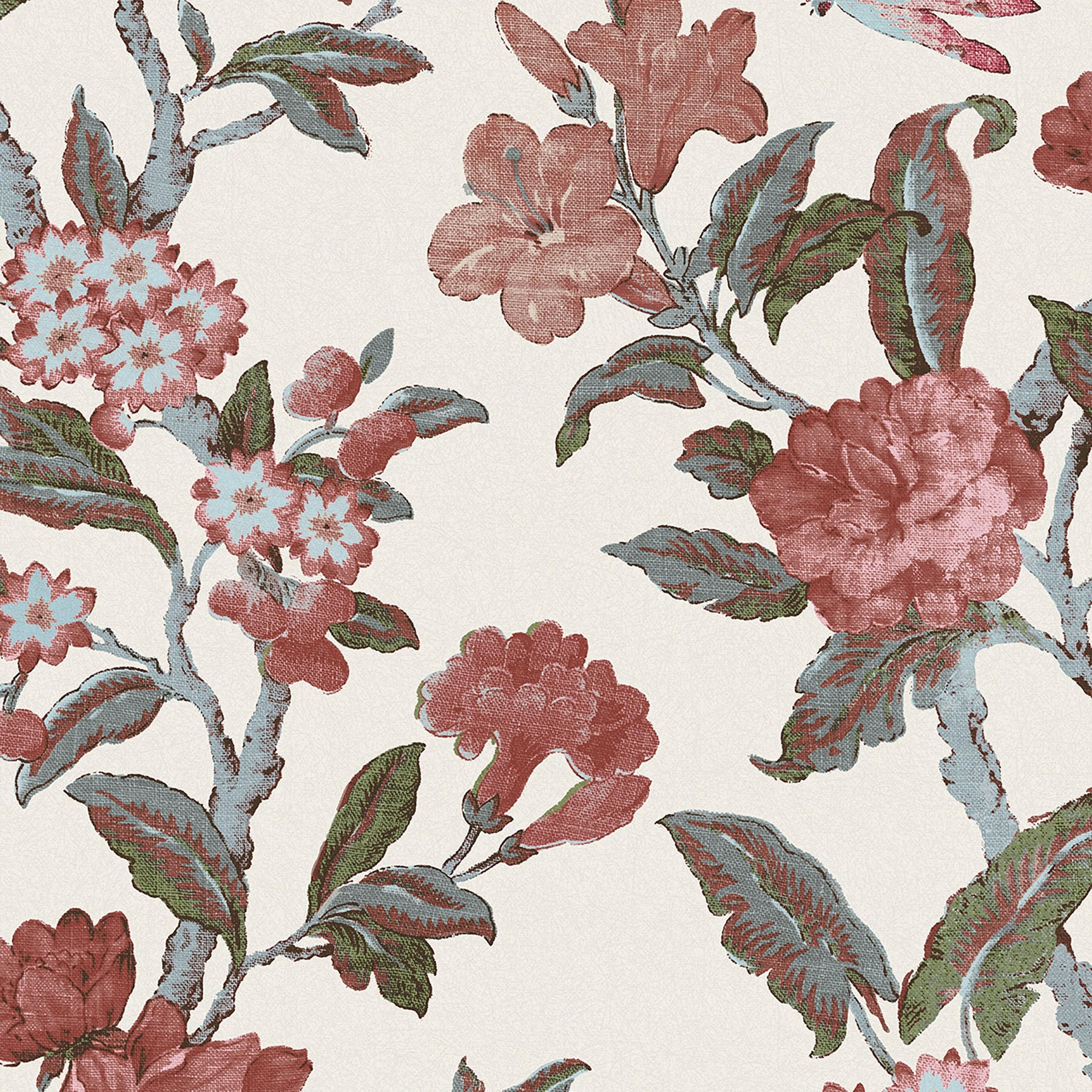 VLIESTAPETE Minera Karminrot | Beige Rot | Blumen | 10mx52cm - Rot, Papier/Kunststoff (52/1000cm) - Graham & Brown
