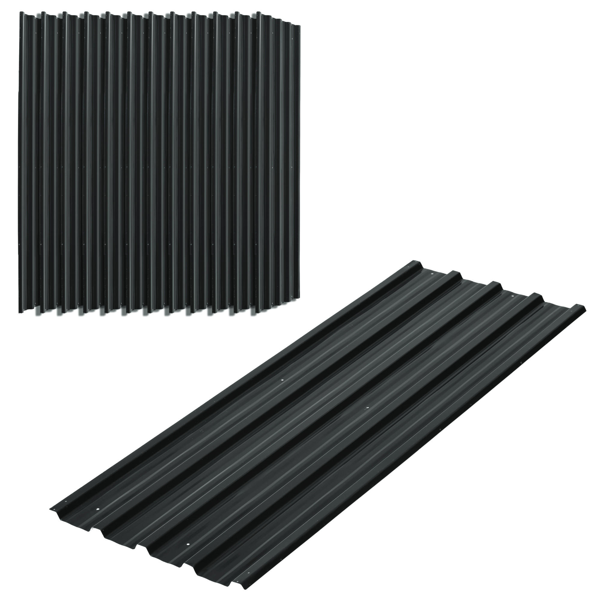 GARTENHAUS Set mit 12 Ersatzpaneelen ,129 x 45 cm für Gartenhäuser aus dunkelgrau verzinktem Stahl - Dunkelgrau, Metall (45/5/129cm) - Vallsero