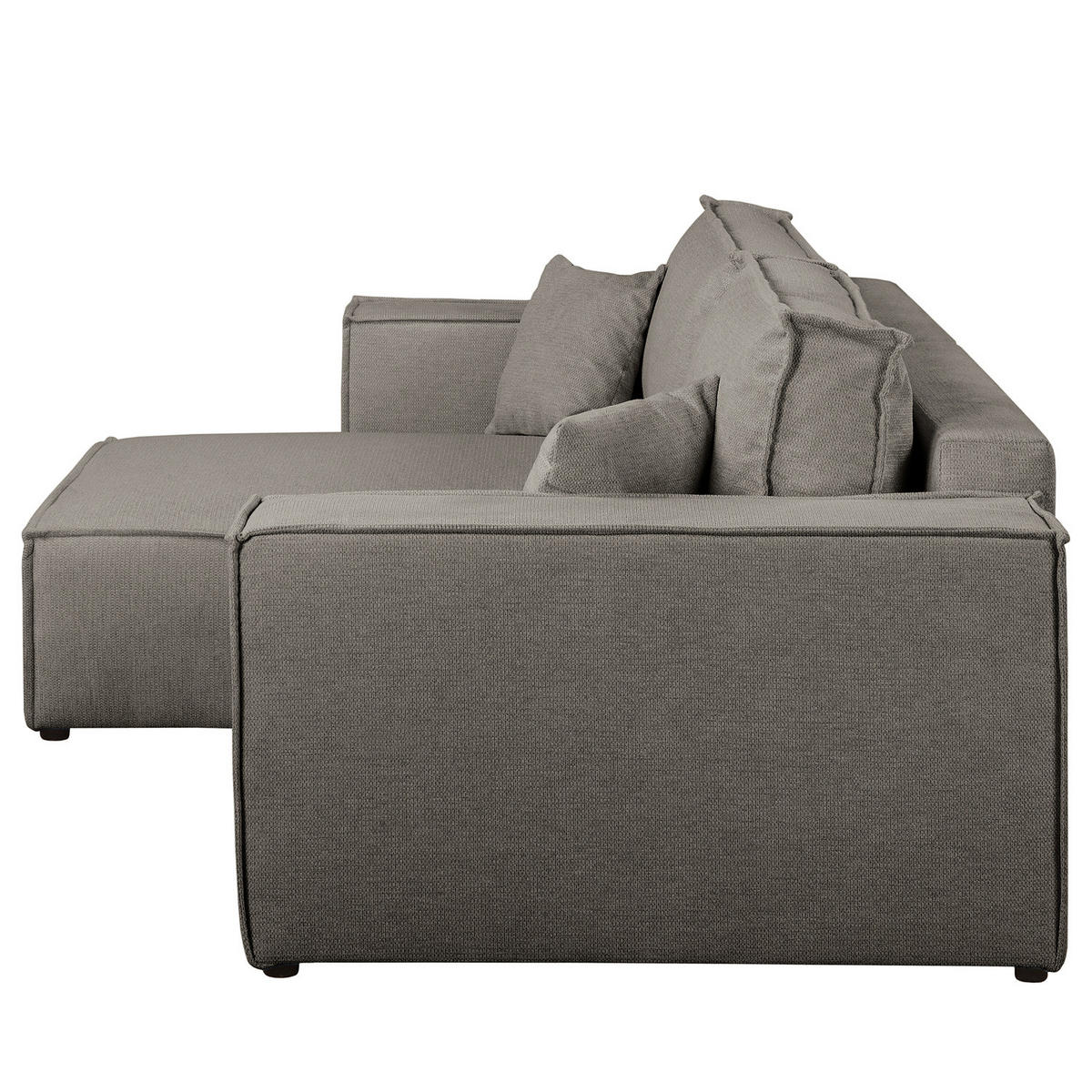 ECKSOFA mit Schlaffunktion - 255 cm - Schwarz/Grau, Kunststoff/Textil (255/148cm) - home24