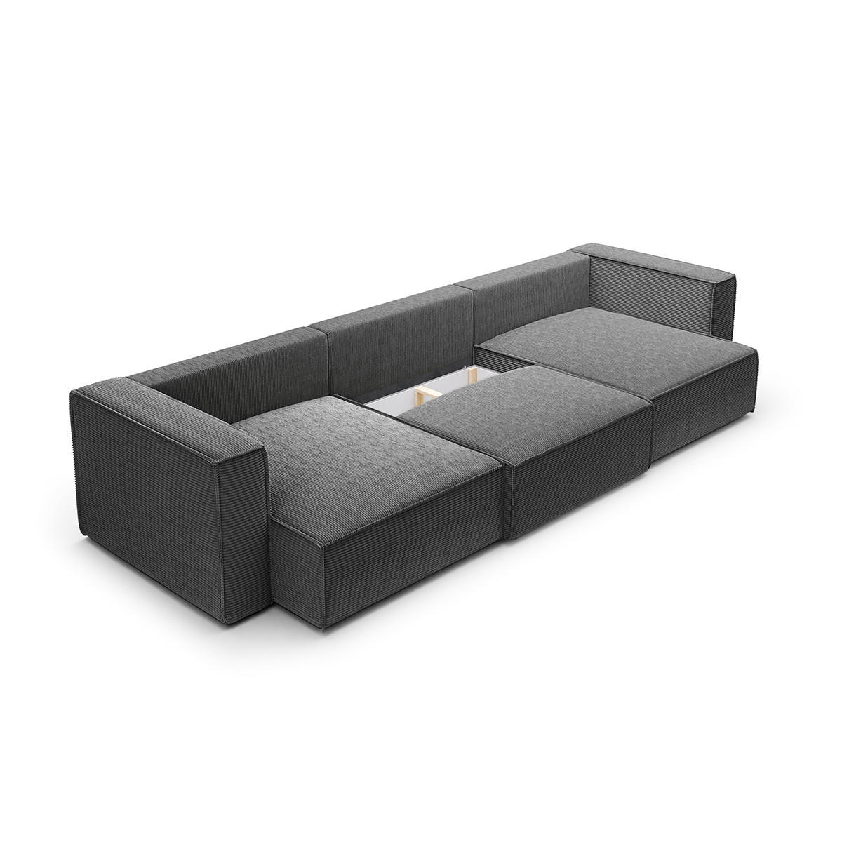 PANORAMASOFA Jimmy 5 Sitzplätze Grau - Grau, Holz (348/77/148cm) - Petits-meubles