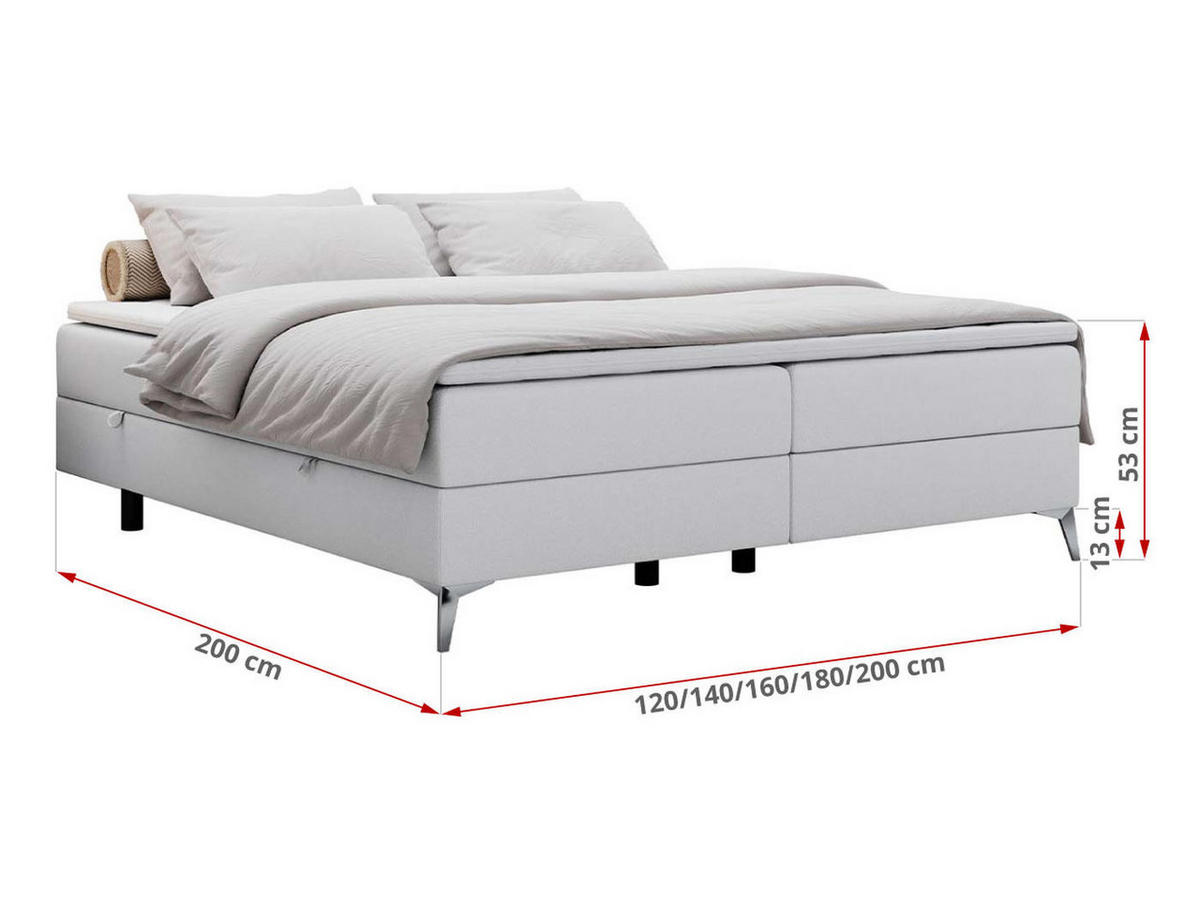 BOXBETT LESS 120/200 Weiß Kunstleder - H4 - Weiß, Holz/Textil (120/200cm) - MKS