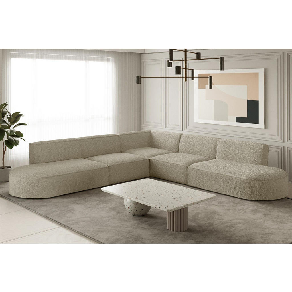 Thumbnail - Fun Möbel Ecksofa, Champagner, Textil, L-Form, 276x276 cm, Wohnzimmer, Sofas & Couches, Wohnlandschaften, Ecksofas