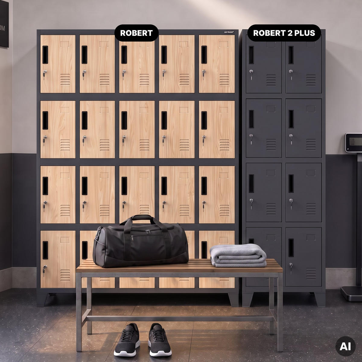 ARBEITSSCHUTZ-SPINDSCHRANK ROBERT 172x136x45 cm - Anthrazit/Sonoma Eiche, Metall (136/172/45cm) - Jan Nowak