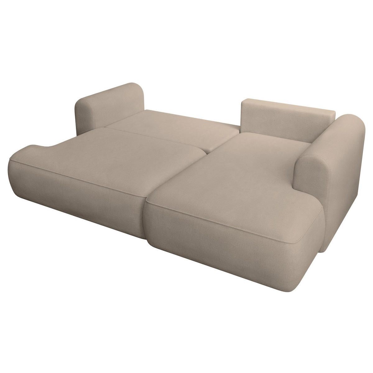ECKSCHLAFSOFA Ovo Mini Greige Easy-Clean-Chenille-Bezug - Taupe/Schwarz, Kunststoff/Textil (238/156cm) - Selsey
