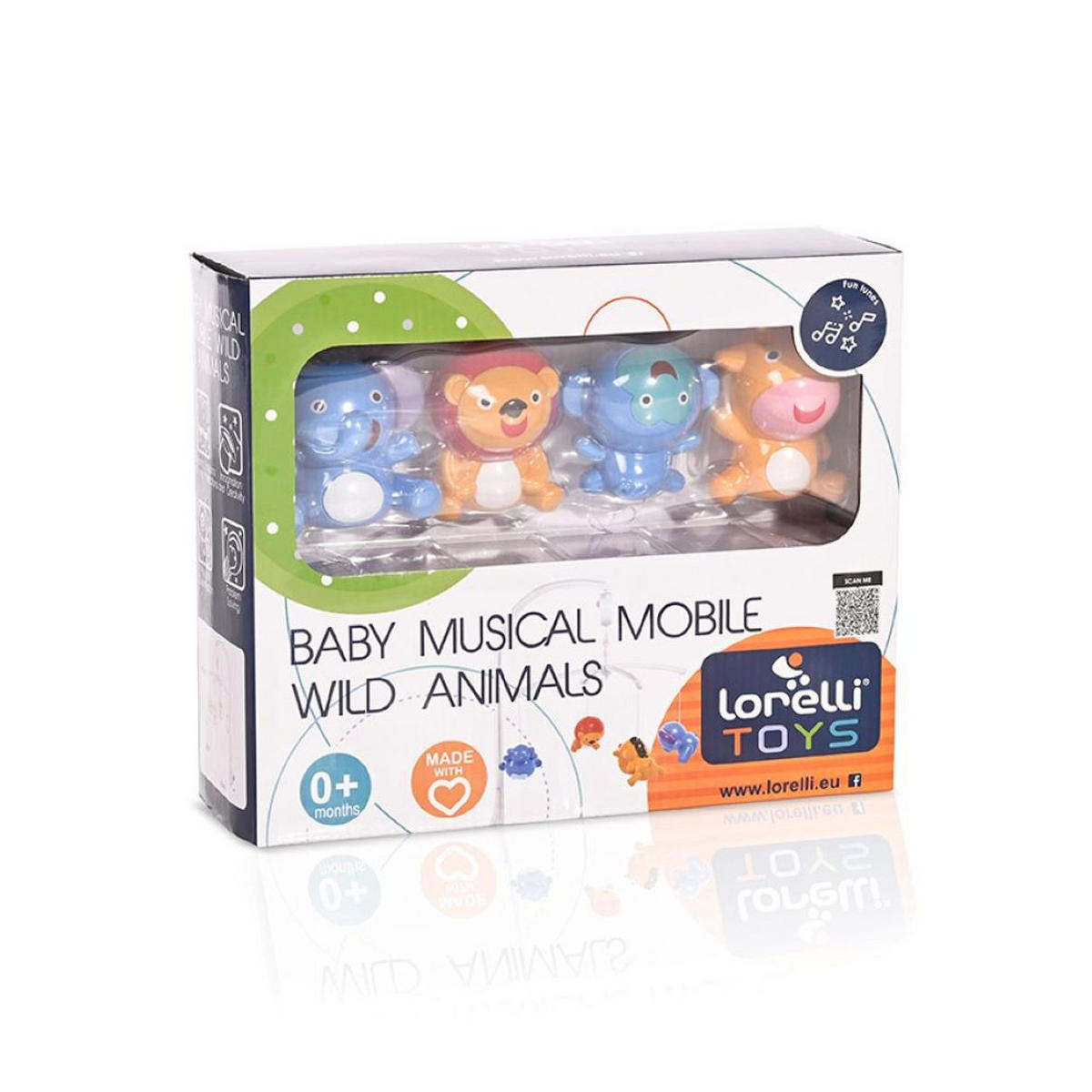 MUSIKMOBILE Wild Animals weiß vier Tiere abnehmbar, Melodie, Aufzugsmechanismus, ab Geburt - Weiß, Kunststoff (33/65/46cm) - Lorelli