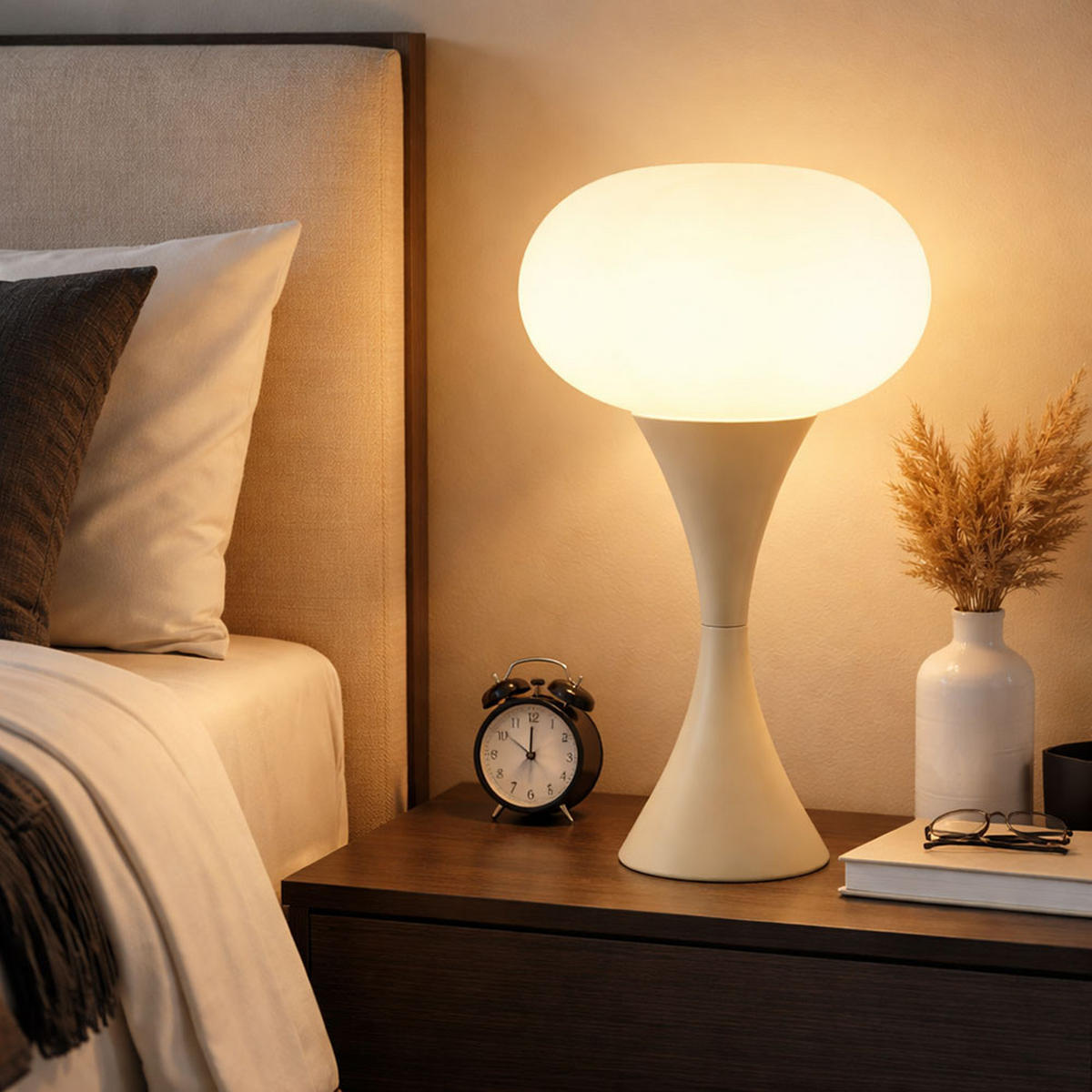 LED TISCHLEUCHTE Metall Opalglas Sand - Bernsteinfarben, Glas (18/18/36.9cm) - Globo Lighting