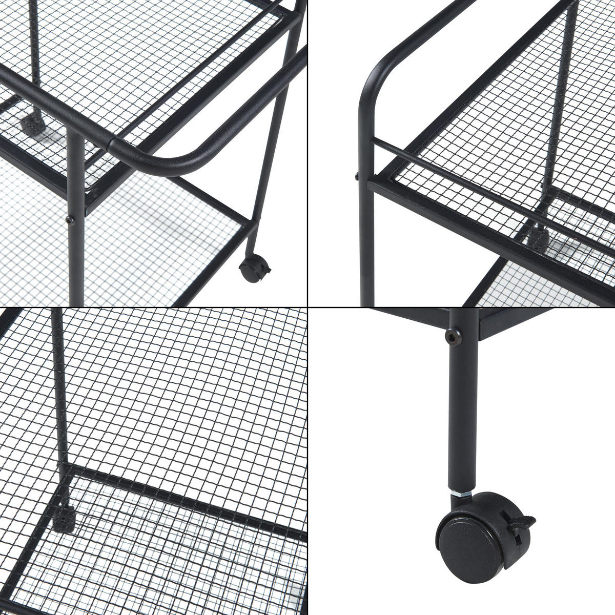 SERVIERWAGEN Hole - Schwarz, Metall (62/72/45cm) - [en.casa]