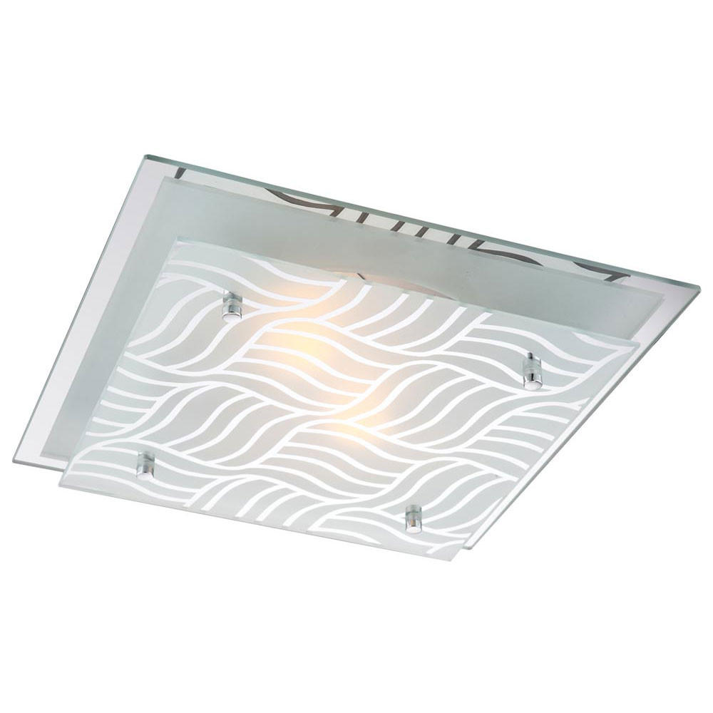 LED DECKENLEUCHTE Metall Chrom Silber - Silberfarben, Glas (35.5/35.5/8.5cm) - Globo Lighting