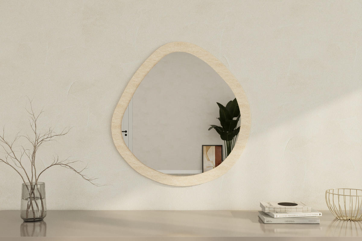 WANDSPIEGEL Beso Granitoptik 60x60cm - Beige, Glas/Holzwerkstoff (60/60/3cm) - moebel17