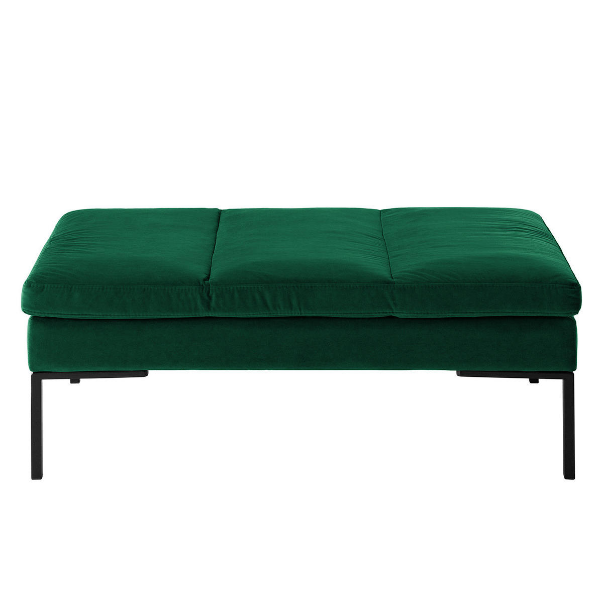 POLSTERHOCKER - Chromfarben/Dunkelgrün, Textil/Metall (108/40/69cm) - home24