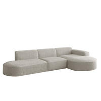 ECKSOFA Designer L-Form MODENA Stoff Loop Perle Rechts - Champagner, Holz (296/165cm) - Kaiser Möbel