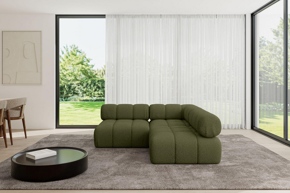 ECKSOFA modulares Sofa Samaro-L1 - 190x190x70 cm Grün Bouclé - Grün, Holzwerkstoff/Textil (190/190cm) - ALTDECOR