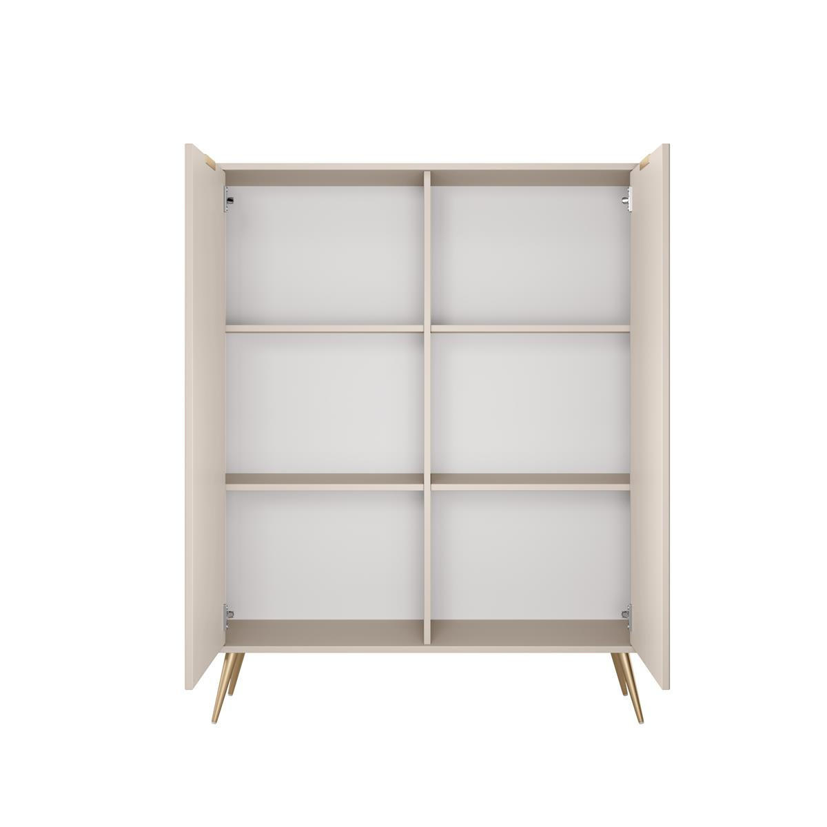 HOCHKOMMODE Beige BELLO - Beige/Goldfarben, Holzwerkstoff/Metall (113/134/38cm) - Compleo24