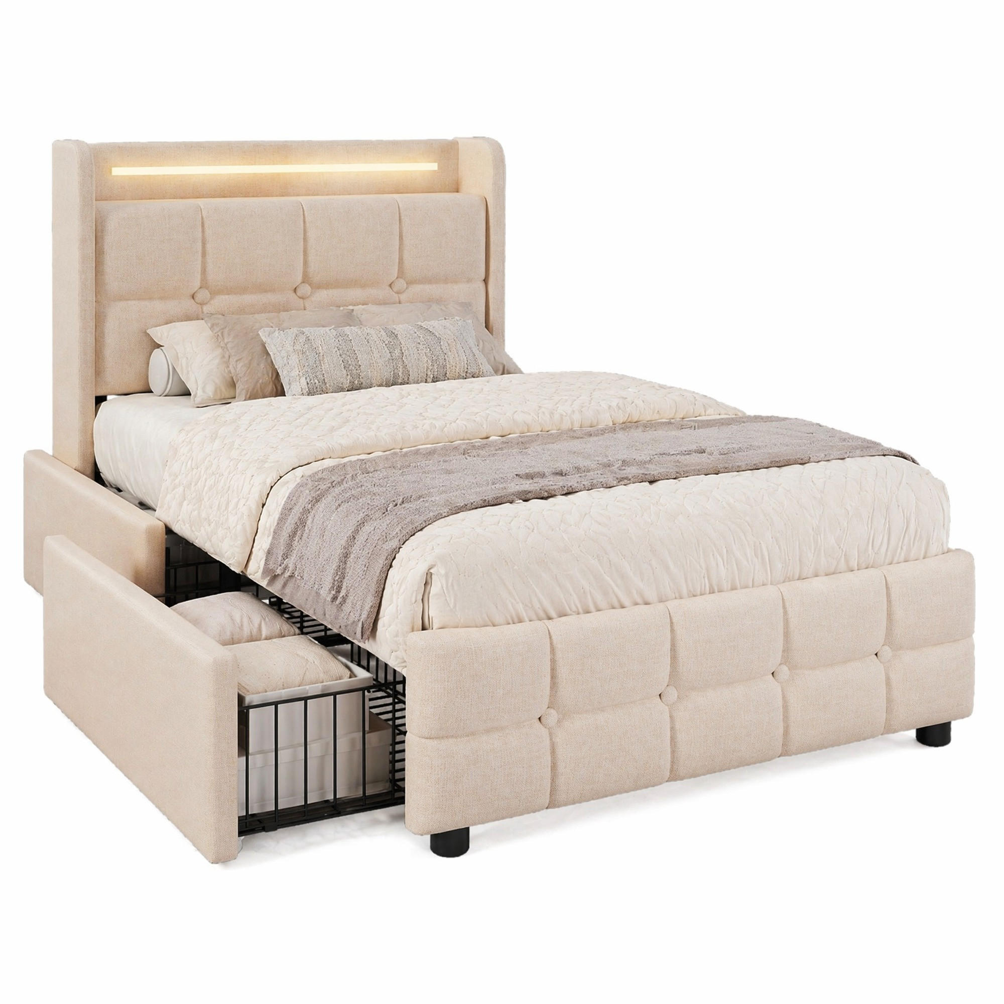 Meubliv Polsterbett Beige 90x200 cm
