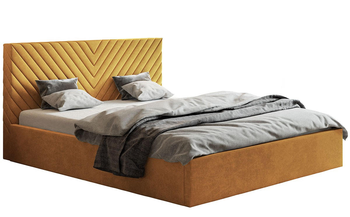 BETT Muskat OLDO 8 Gepolstert Mit Bettkasten 180x200 cm - Gelb, Textil (180/200cm) - Sepro Meble