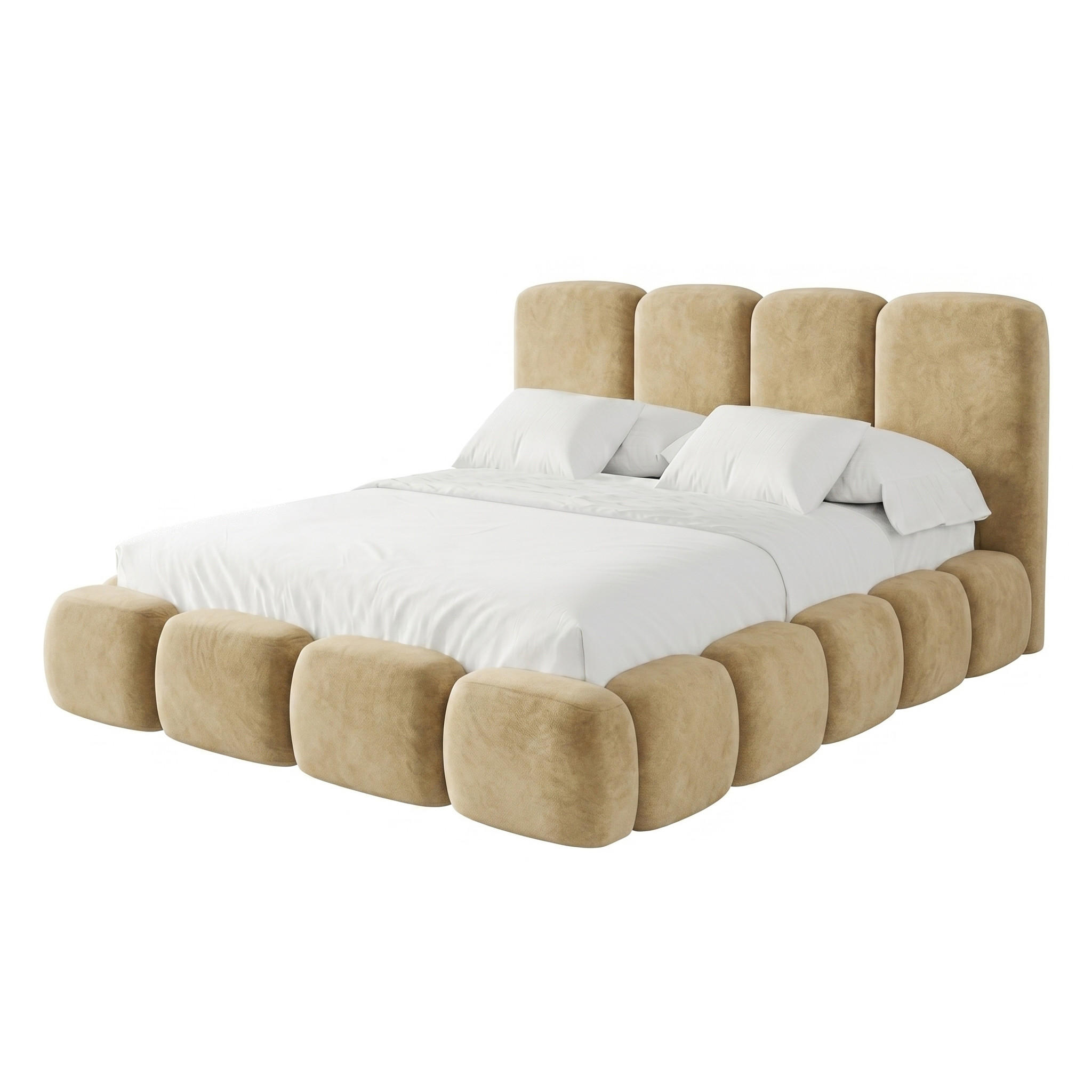 POLSTERBETT SUENO MAXI 180x200 cm in Beige, gepolstertes Kopfteil, Metalllattenrost, Bettkasten, Velour-Stoff - Beige/Naturfarben, Holz/Textil (180/200cm) - Muffo